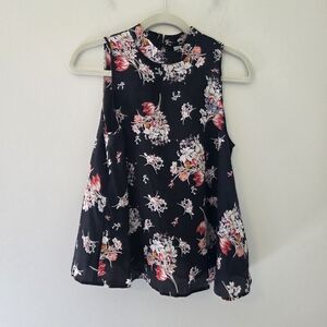 Anthropologie Maeve Hidra Silk Floral Print Sleeveless Blouse